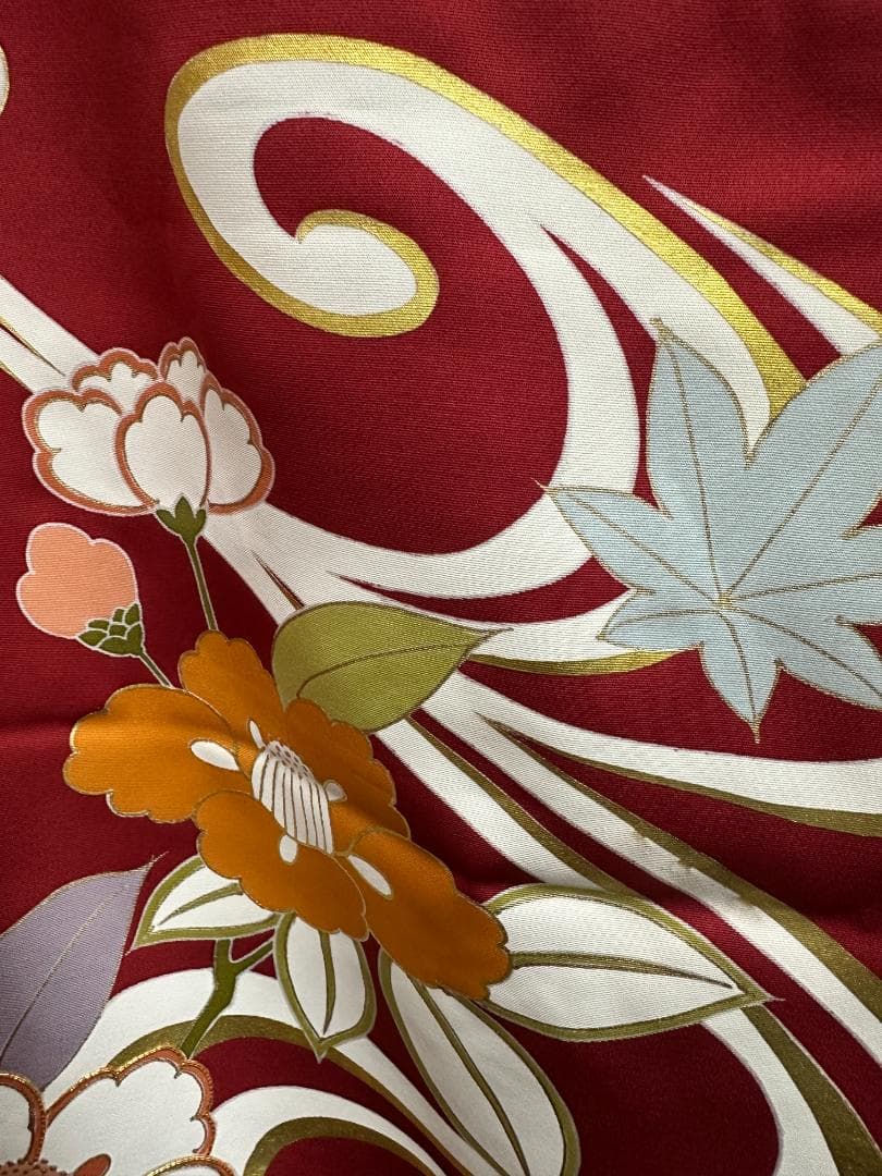 逸品 千總 赤地 刺繍 流水文 花 桐 振袖 川島織物 フルセット 松坂屋誂え