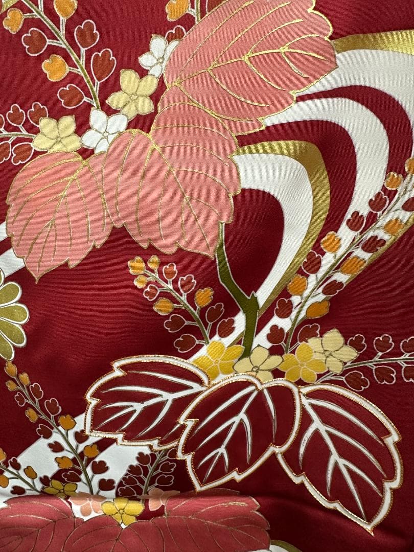 逸品 千總 赤地 刺繍 流水文 花 桐 振袖 川島織物 フルセット 松坂屋誂え