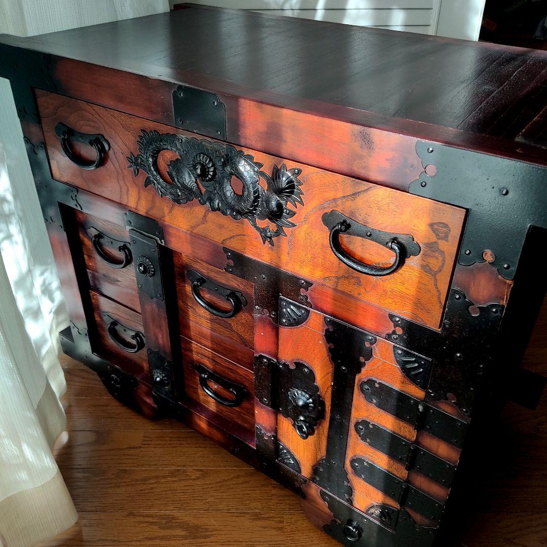 キャスター付き 箪笥 船箪笥 タンス　木製家具 収納家具 キャビネット