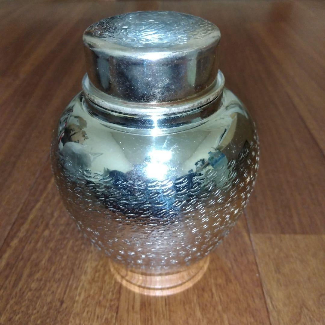 万葉銀 栄純堂 英純堂 茶筒 茶壺 銀色 シルバーカラー 茶道具 茶器 304g