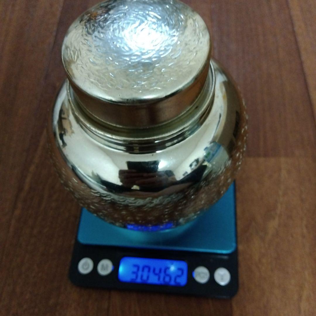 万葉銀 栄純堂 英純堂 茶筒 茶壺 銀色 シルバーカラー 茶道具 茶器 304g