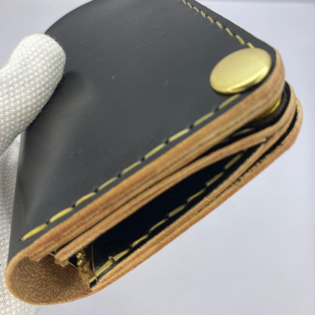 折らずお札収納 真鍮 丘染めブラックの無骨トラッカーウォレット