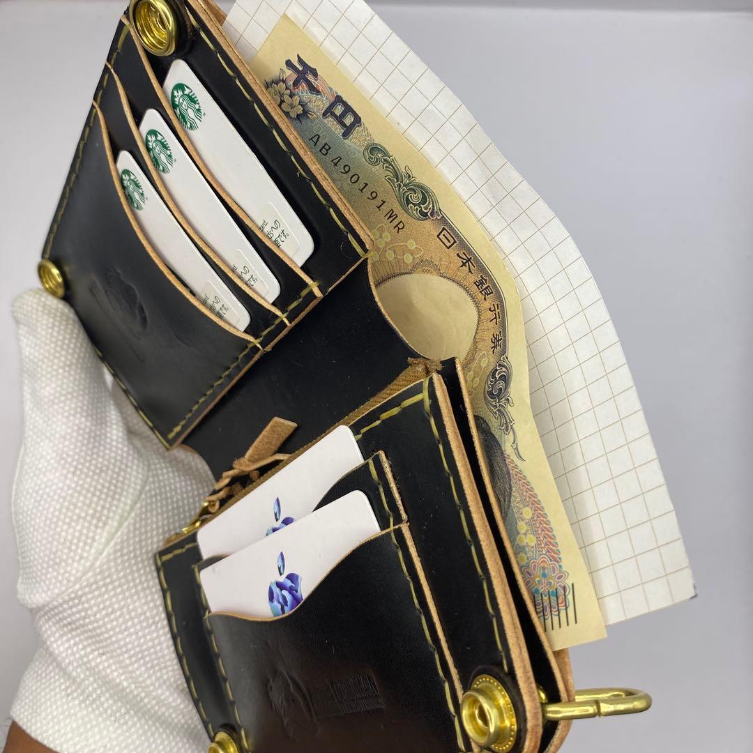 折らずお札収納 真鍮 丘染めブラックの無骨トラッカーウォレット