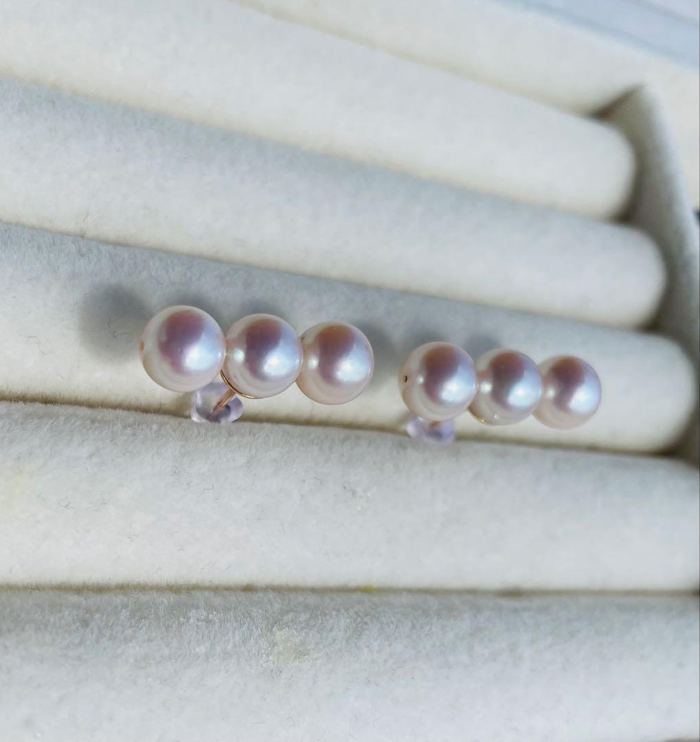 ラスト1点　オーロラ花珠　あこや真珠　14kgf ピアス