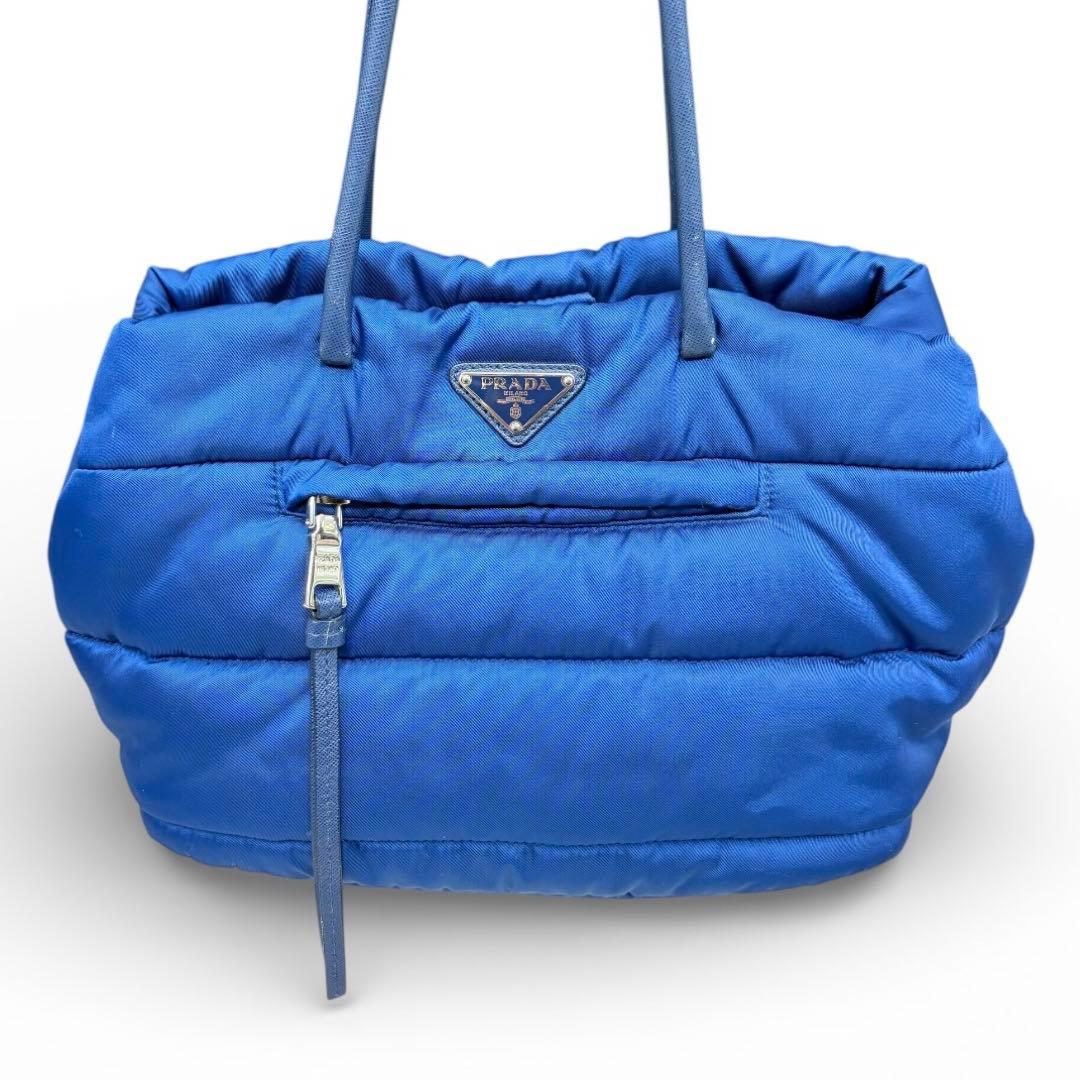PRADA テスートボンバー　2WAY ハンドバッグ　ナイロン　ブルー　2WAY