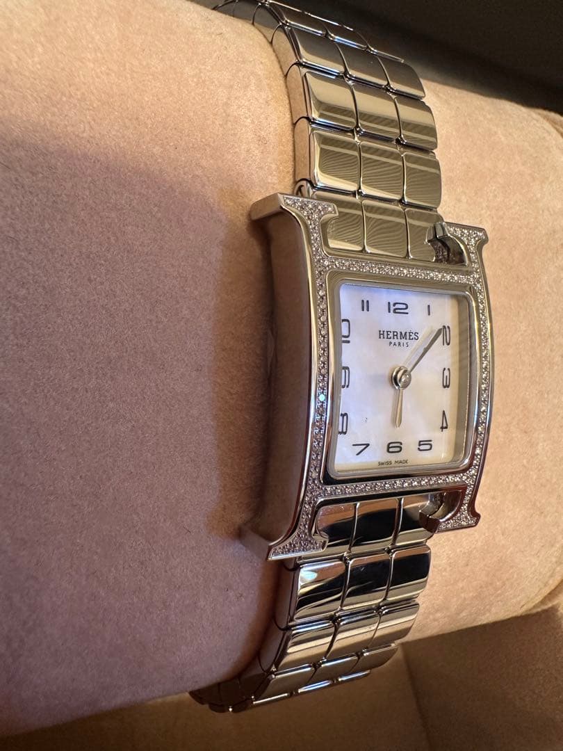 HERMESエルメスレディースウォッチHウォッチダイヤ付き新品未使用金属ベルト