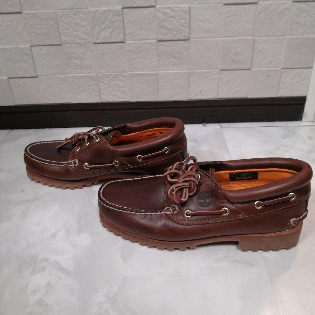 Timberland ブラウン レザー デッキシューズ