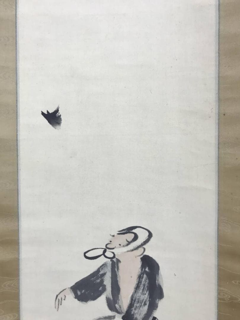 真作/田能村直入/権平種蒔図/人物図/双幅/掛軸/名家伝来/AD-926