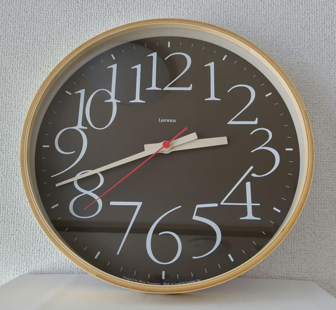 【未使用】レムノス　電波掛け時計　ブラウン