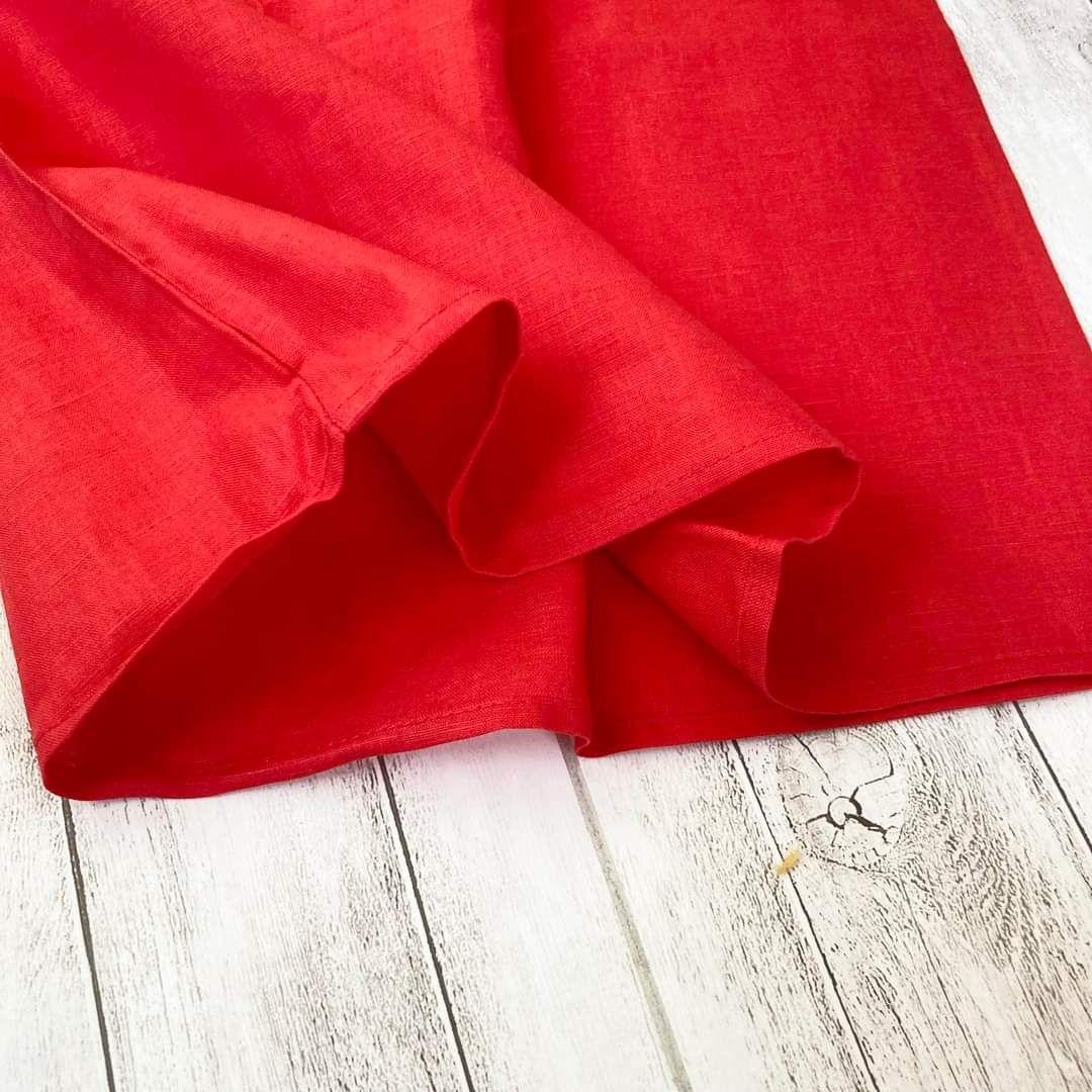 リネンパンツ♡ 赤 カラーパンツ ガウチョパンツ フレア 上品 ブーツに◎ M