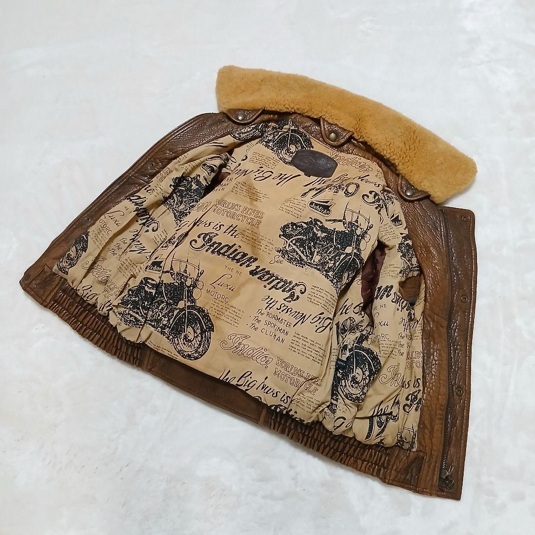 【希少サイズ】 Wind Armor 襟ボア G1レザージャケット 裏地総柄