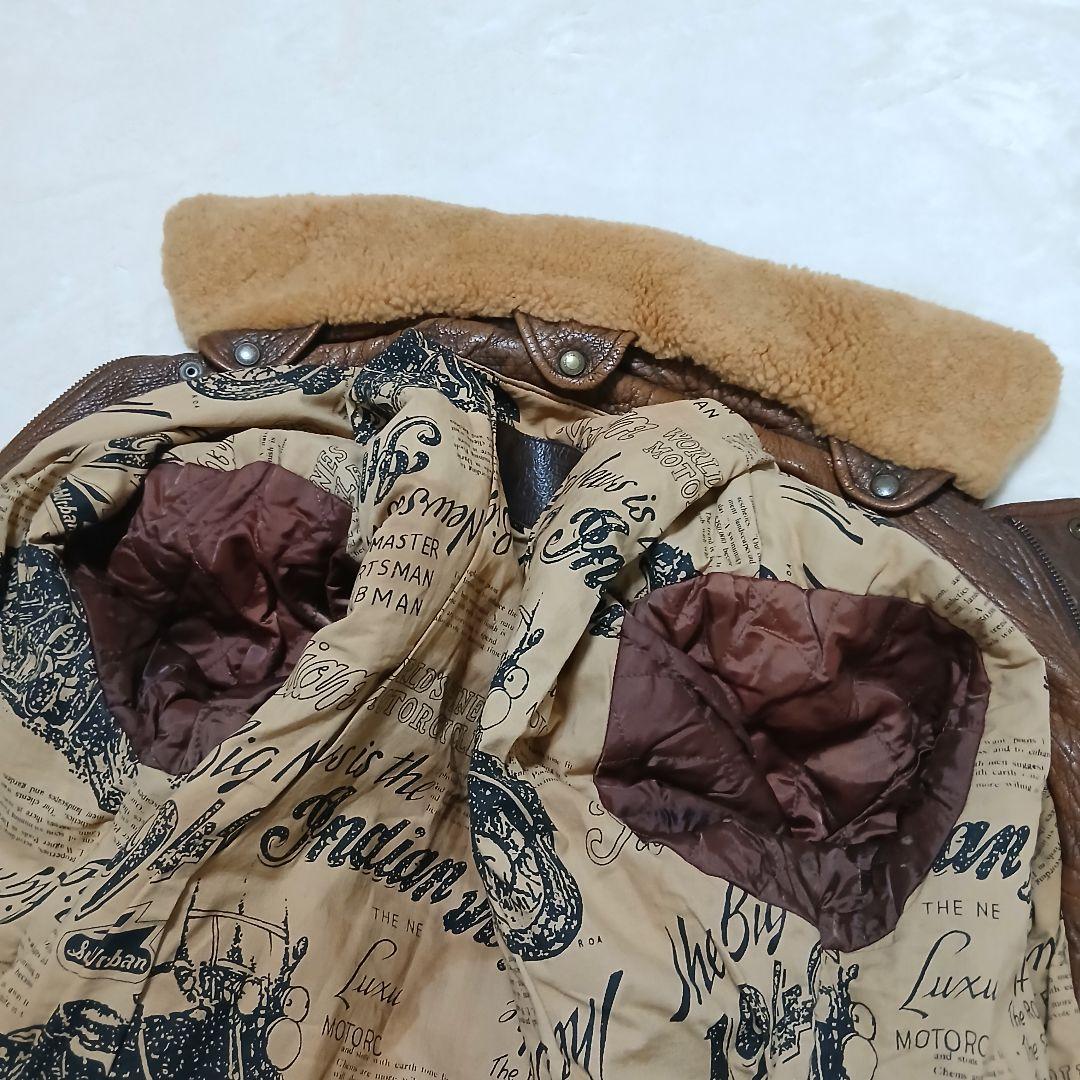 【希少サイズ】 Wind Armor 襟ボア G1レザージャケット 裏地総柄