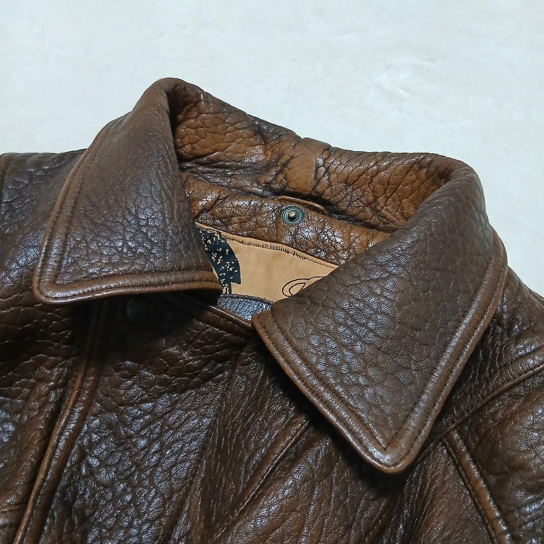 【希少サイズ】 Wind Armor 襟ボア G1レザージャケット 裏地総柄