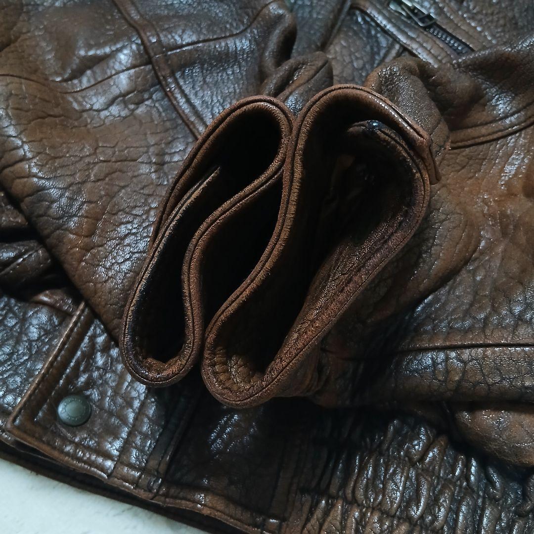 【希少サイズ】 Wind Armor 襟ボア G1レザージャケット 裏地総柄