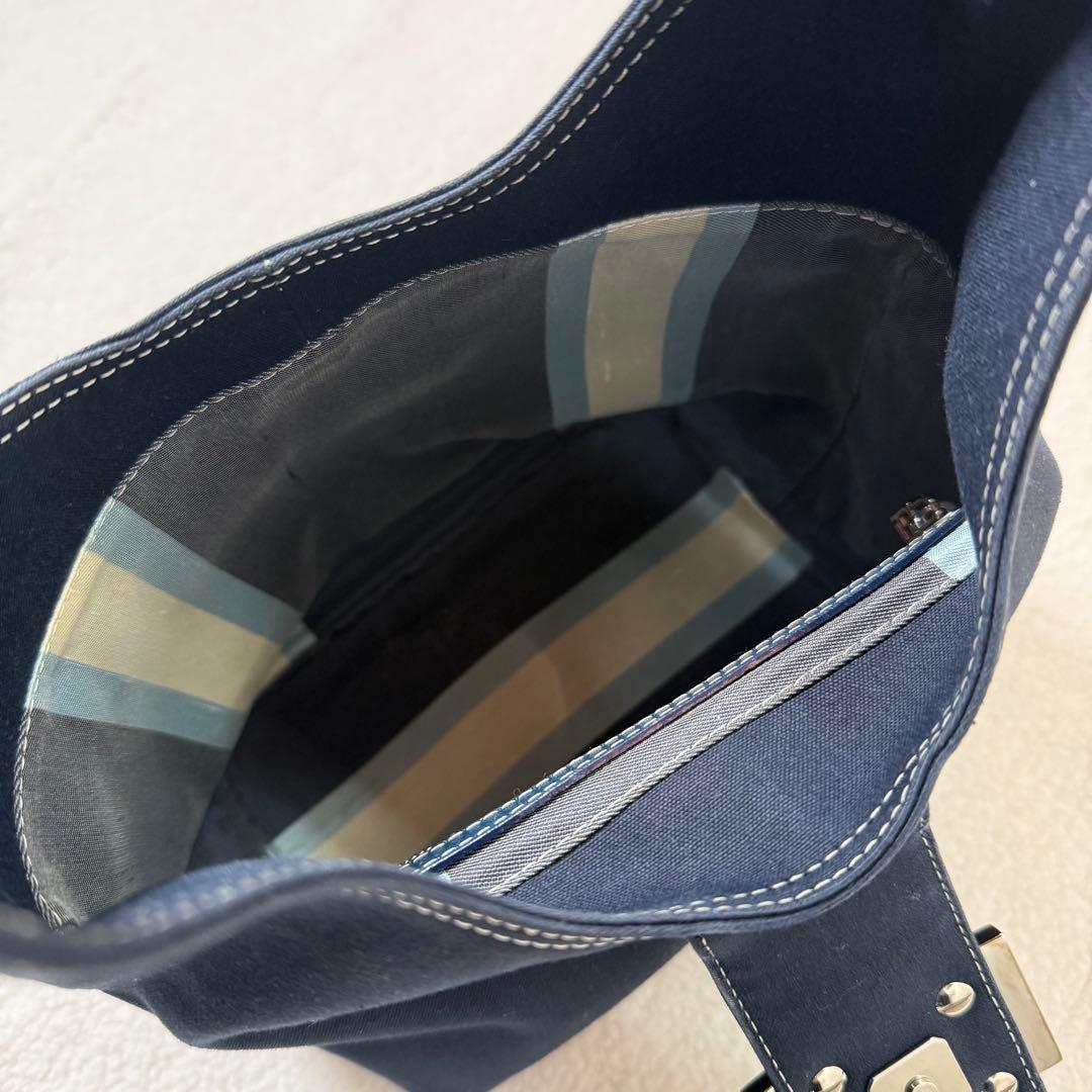 Fendi フェンディ デニム ハンドバッグ ネイビー マンマバケット