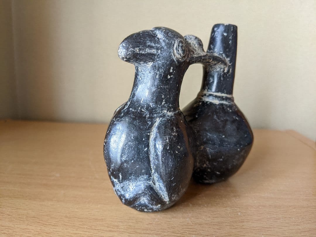 ♦鳥形 黒陶器 発掘品 出土品 祭器 南米 アンティーク 骨董品 コレクション