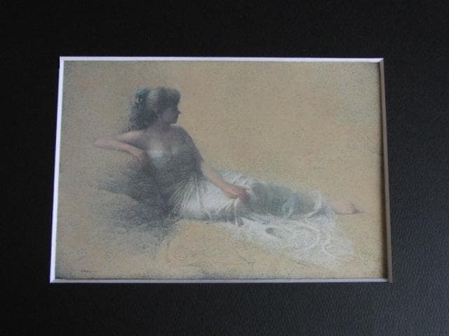 松沢茂雄、【渚の女】、希少な大判額装用画集より、美品、日本人画家