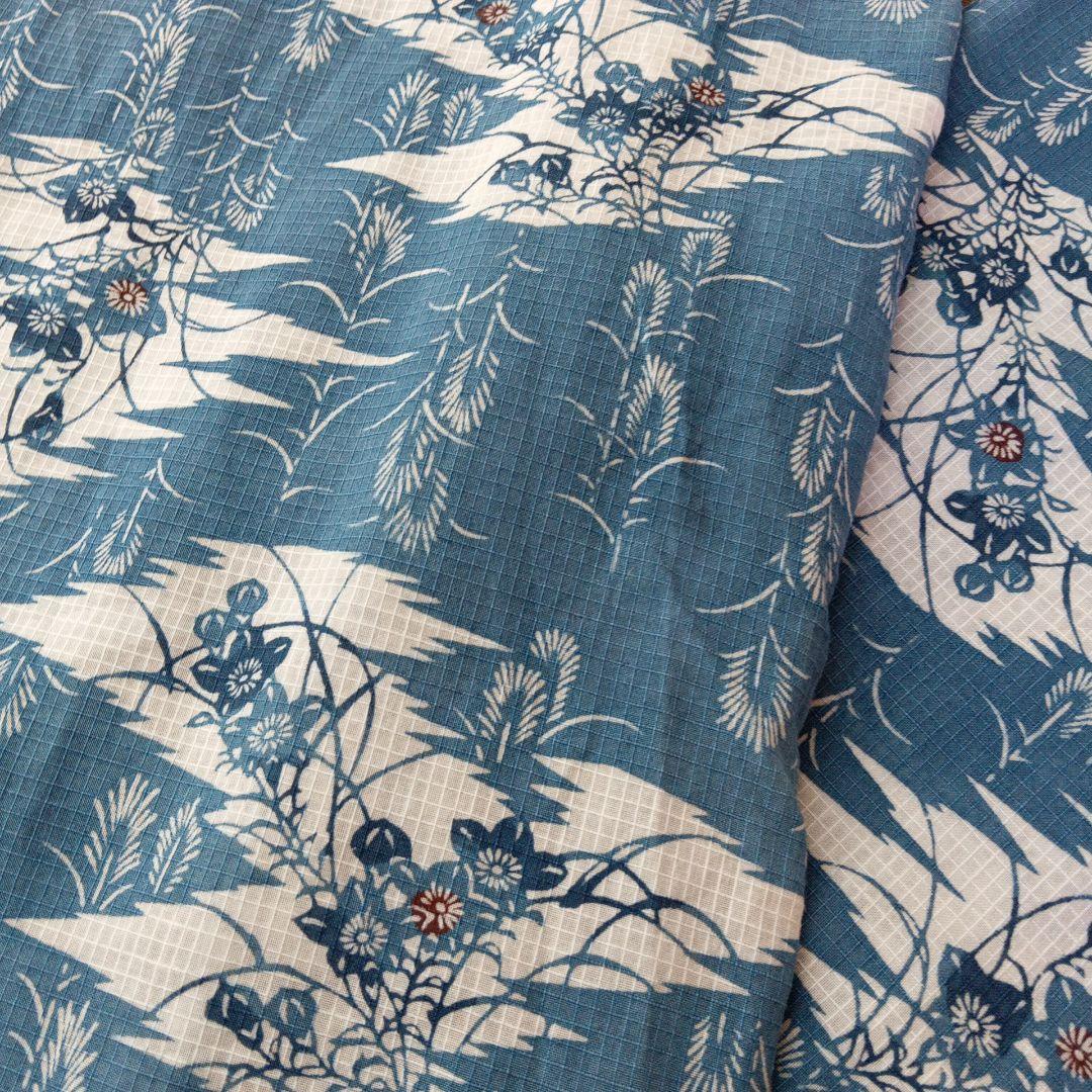 p*ん様 竺仙？　綿紅梅　紅梅小紋　ススキにキキョウ　秋草柄