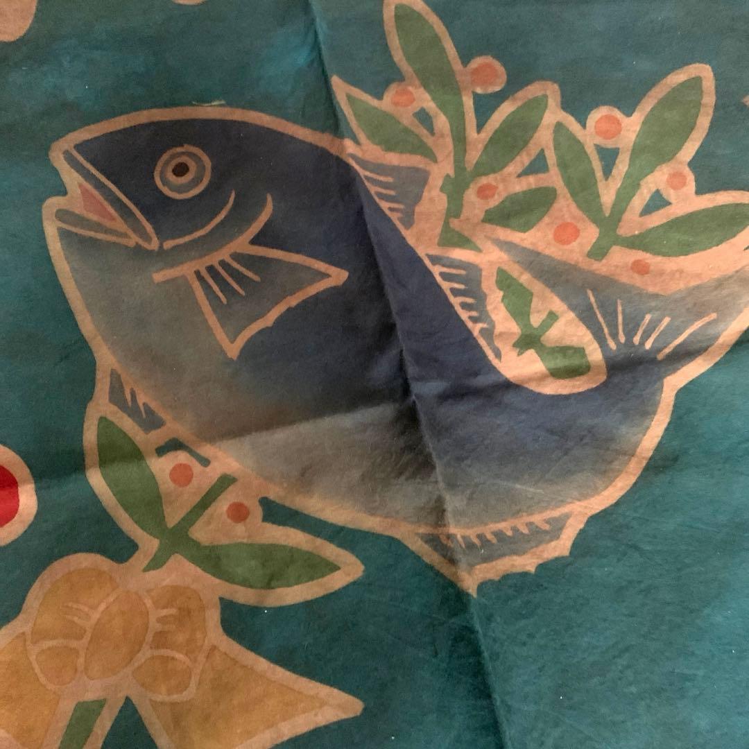 古布　大漁旗　柿渋染め　リメイク用　はぎれ