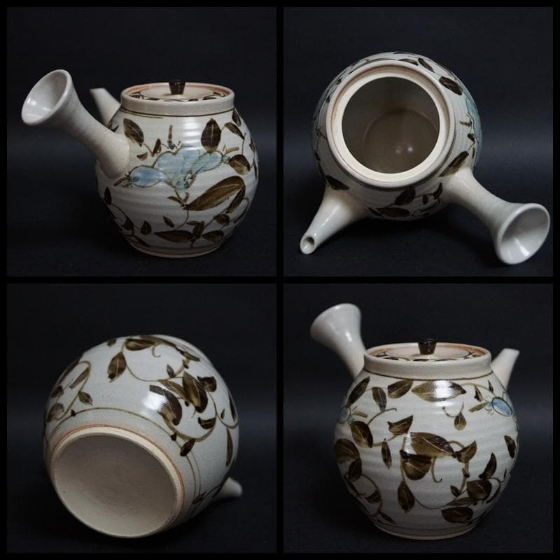 平安 楽峰造 色絵『花文』 急須 煎茶碗(五客) 煎茶器揃え 共箱
