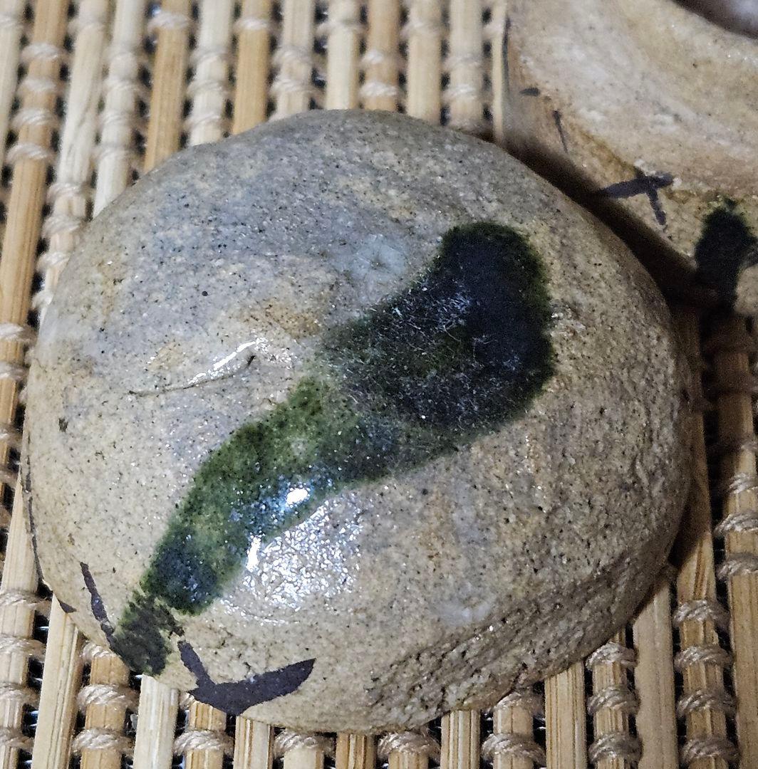 【名品❗】江戸時代　古織部　鉄絵　檜垣文様　織部釉　香合　茶道具　茶器　香道