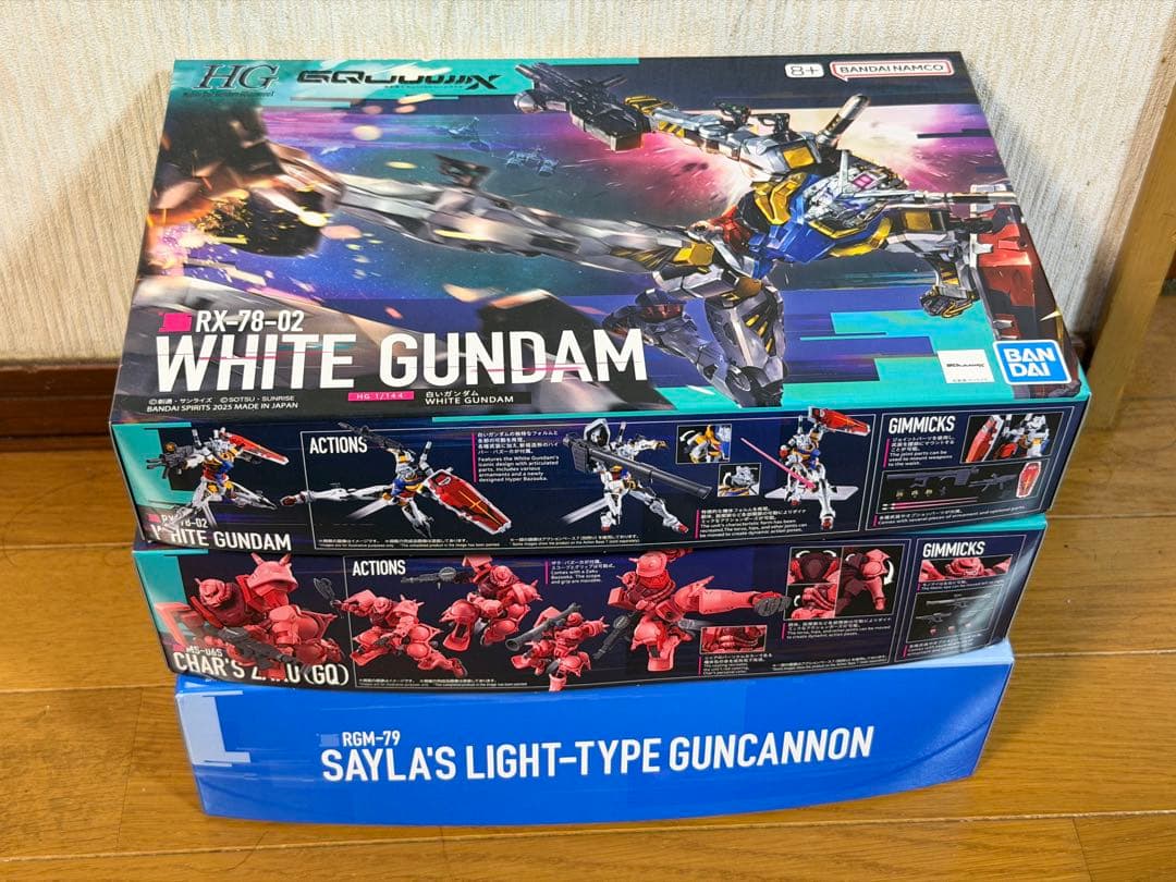 HG セイラ専用軽キャノン　HG 白いガンダム　HG シャア専用ザク(GQ)