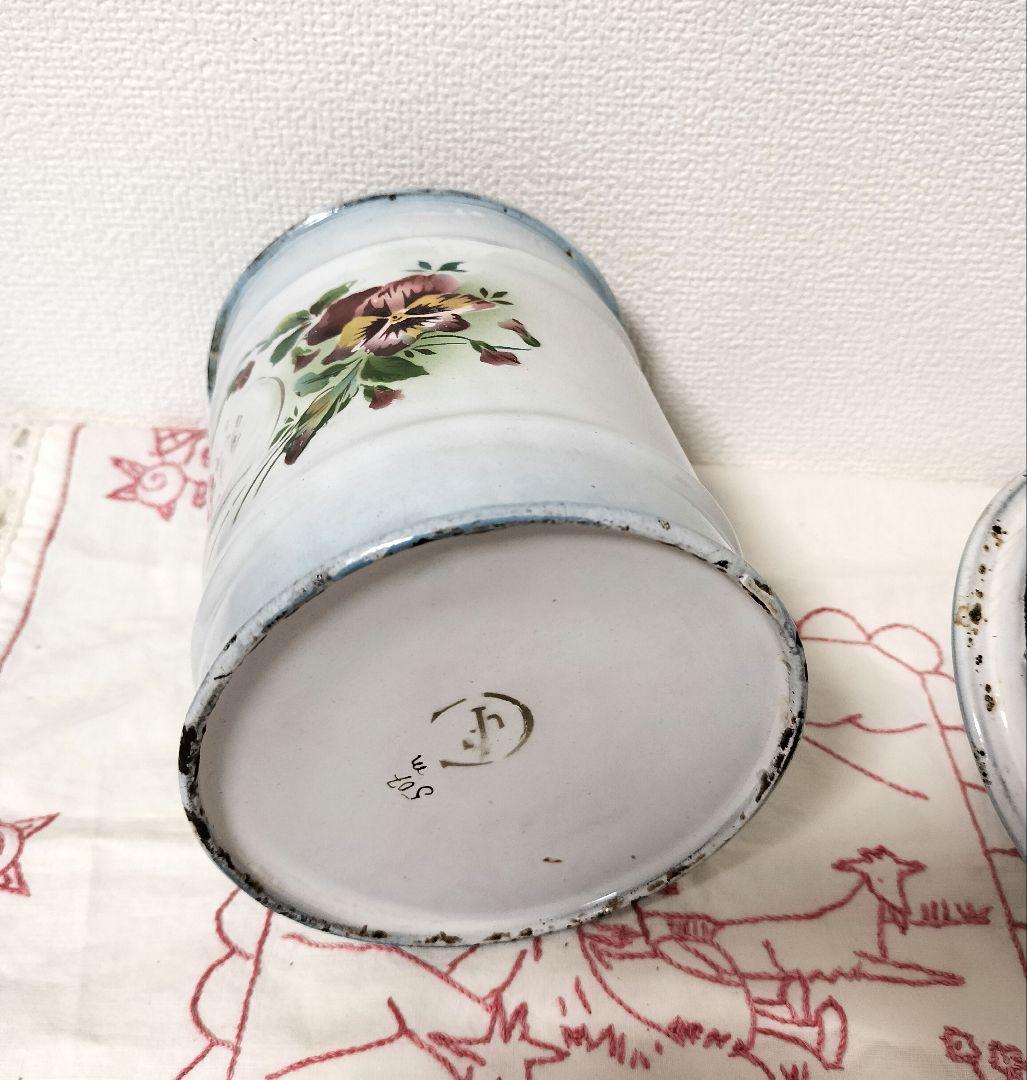 フランス JAPY ジャピー ホーロー キャニスター パンジー柄 アンティーク