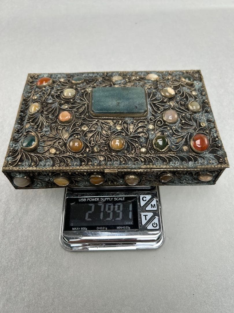 A019希少骨董外国製宝箱アンティーク高4cm幅15cm奥行10㎝現状品のみ