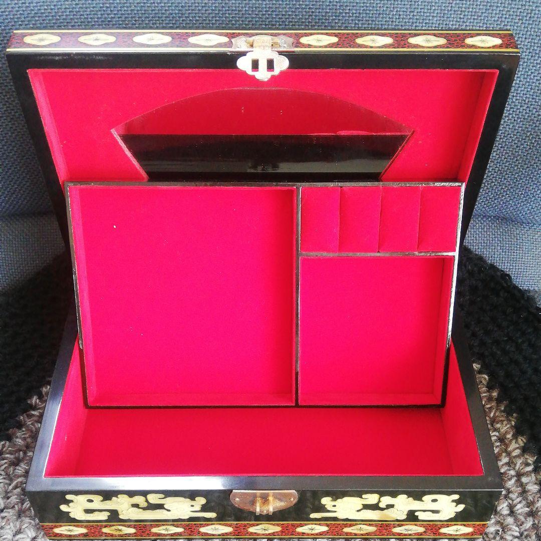 最終値下げ　中国骨董【新品未使用】中国名貴漆器　唐物二段化粧箱