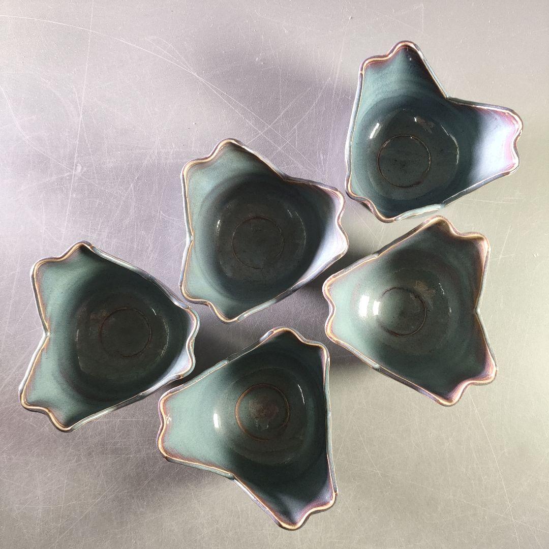 A884-6/清水六兵衛 造/紫翠釉向付/5客/盛鉢/飾皿/小鉢/