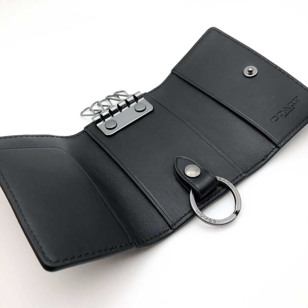 COACH 大人気！！ 5リングキーケース シグネチャー レザー ブラック 新品