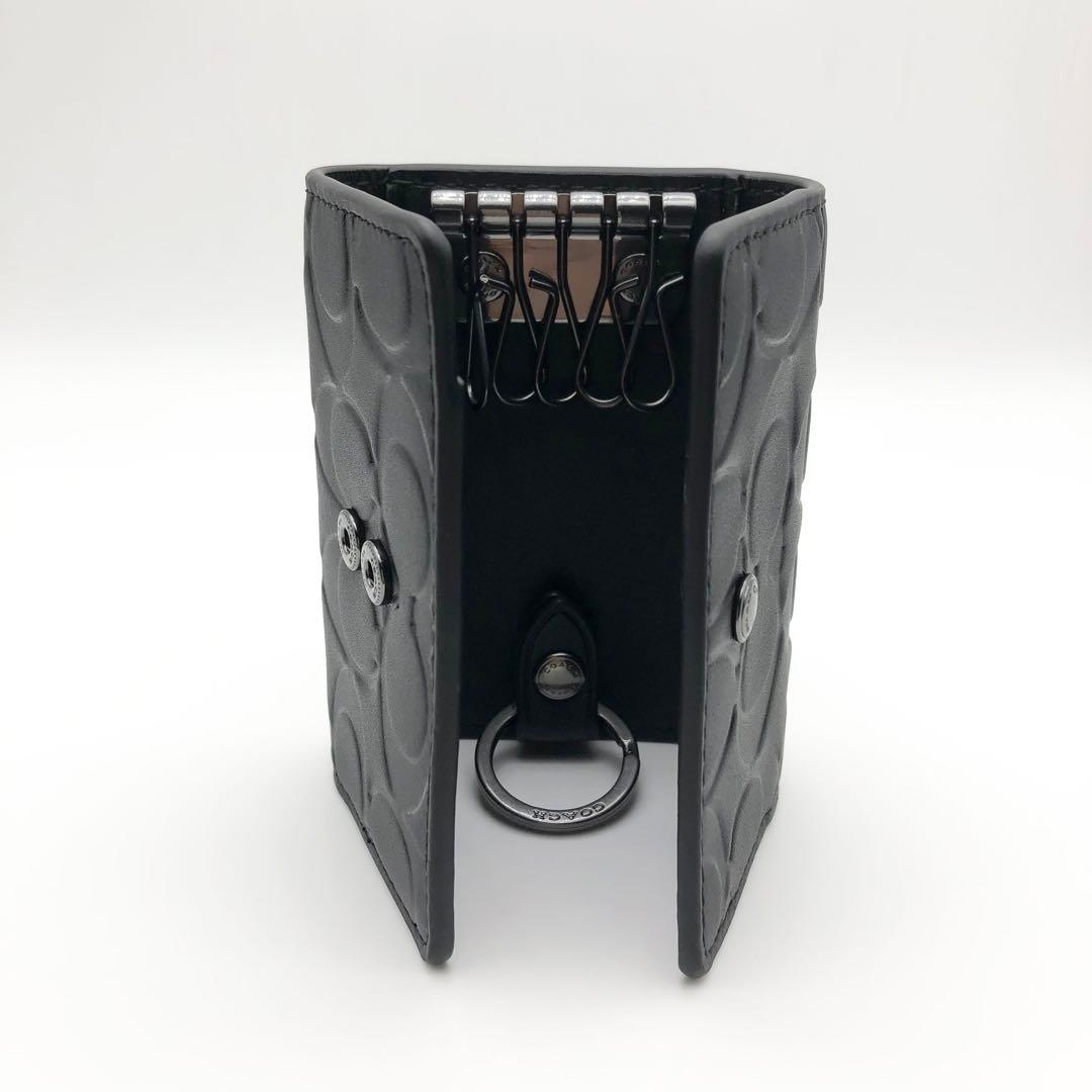 COACH 大人気！！ 5リングキーケース シグネチャー レザー ブラック 新品