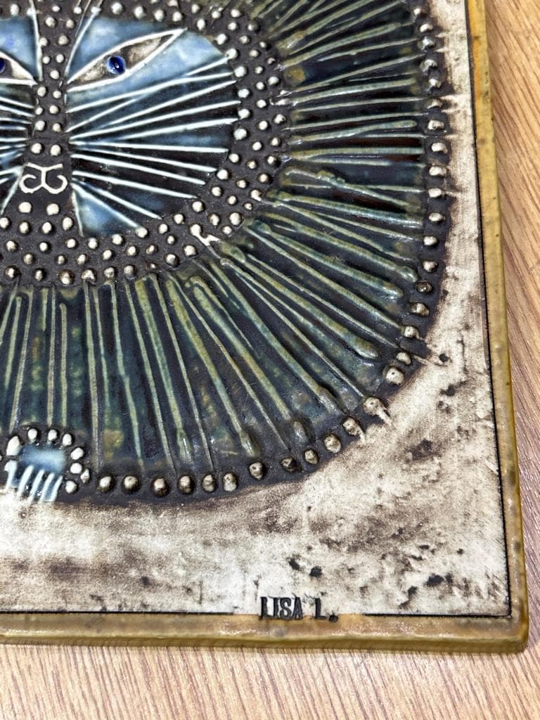 希少 Lisa Larsonリサ ラーソン UNIK Katt 猫 ブルー 陶版