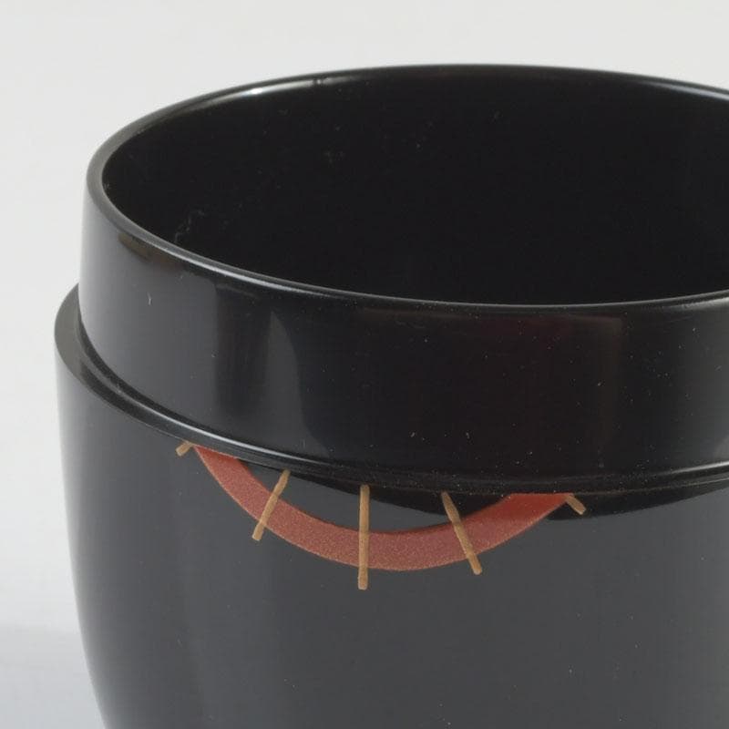 茶道具　山中塗　熊谷秀穂作　傘蒔絵　中棗　共箱　V　9489