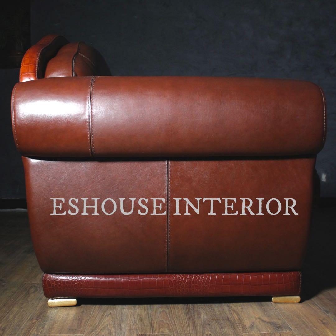 首都圏送無料〜BASTEXイタリア　アンティーク　超一流　ソファ 総本革＋ワニ革