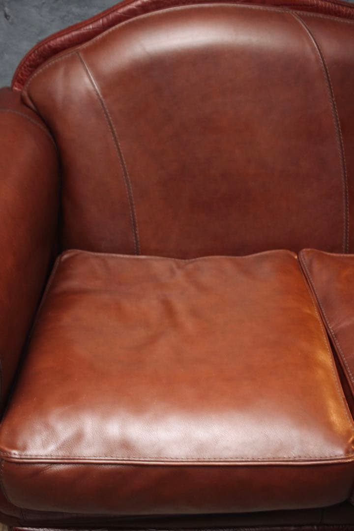 首都圏送無料〜BASTEXイタリア　アンティーク　超一流　ソファ 総本革＋ワニ革