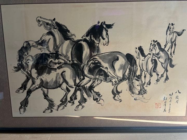 骨董 美術 掛け軸 八駿図 八馬古画