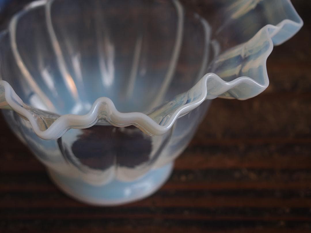 オパールガラス フリルガラス ランプシェード電笠 オパールセント/K363