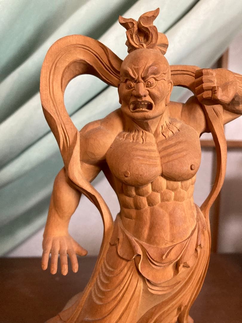 金剛力士像/仁王像/【一対】高さ21センチ　木彫　細密彫刻