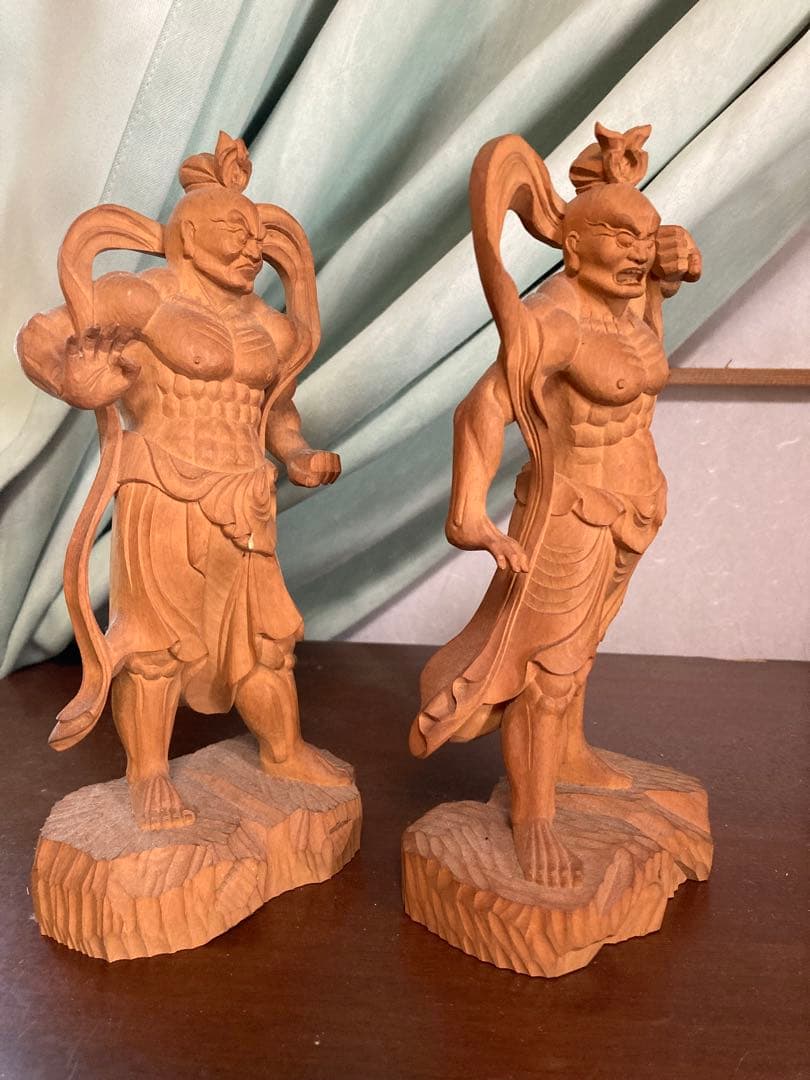 金剛力士像/仁王像/【一対】高さ21センチ　木彫　細密彫刻