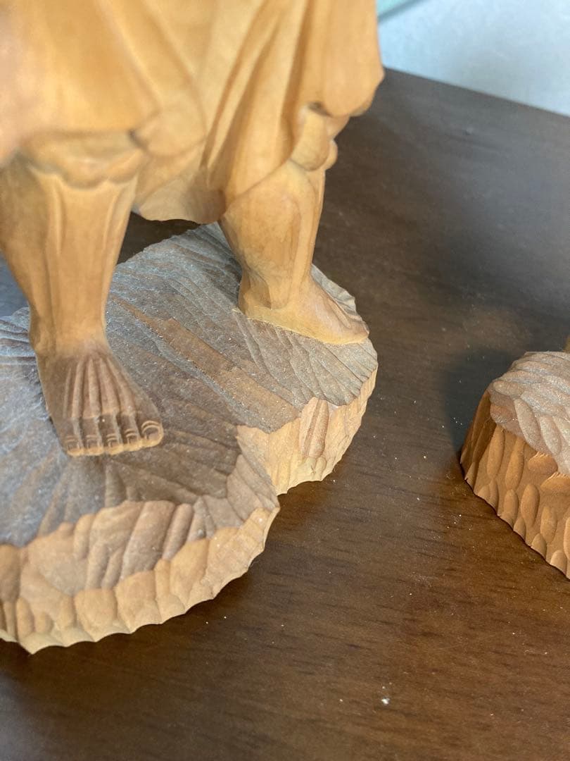 金剛力士像/仁王像/【一対】高さ21センチ　木彫　細密彫刻