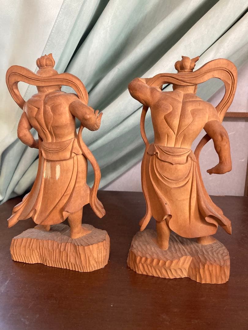 金剛力士像/仁王像/【一対】高さ21センチ　木彫　細密彫刻