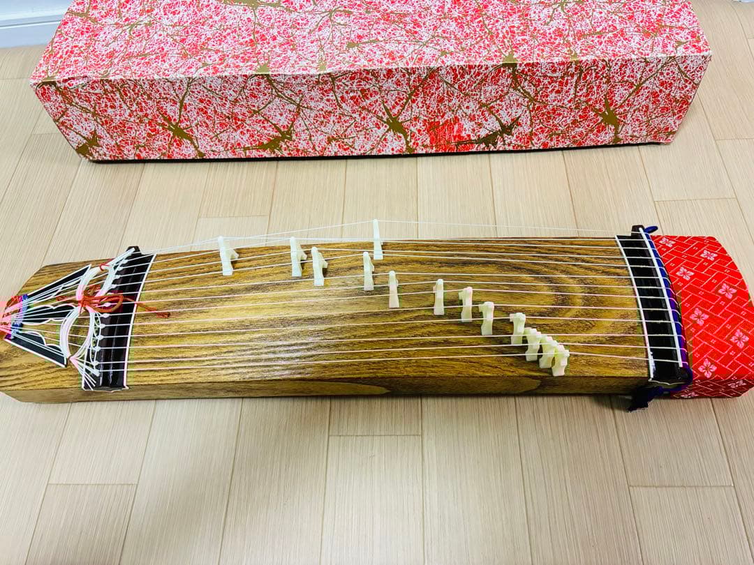 【状態良好】ミニ琴　文化箏 羽衣 琴 箏　60cm 爪セット　日本音楽著作権協会