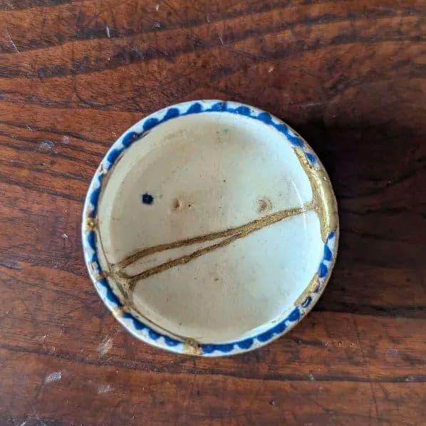 超希少 京阿蘭陀 茶筒 白釉藍彩 江戸時代後期