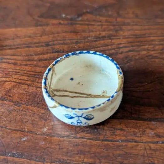 超希少 京阿蘭陀 茶筒 白釉藍彩 江戸時代後期