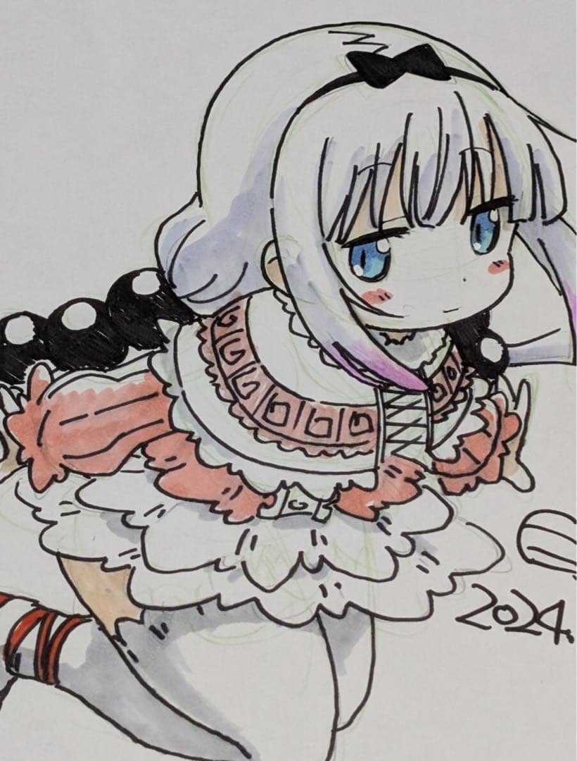 小林さんちのメイドラゴン 白真弓 会場直筆 カンナ イラスト色紙
