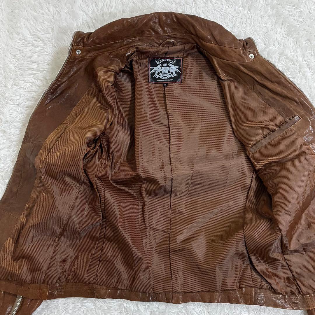 トルネードマート レザーシングルライダースジャケット y2kブラウン M