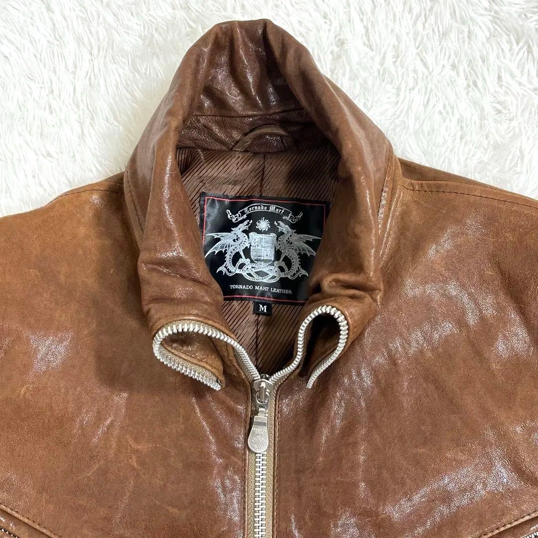 トルネードマート レザーシングルライダースジャケット y2kブラウン M