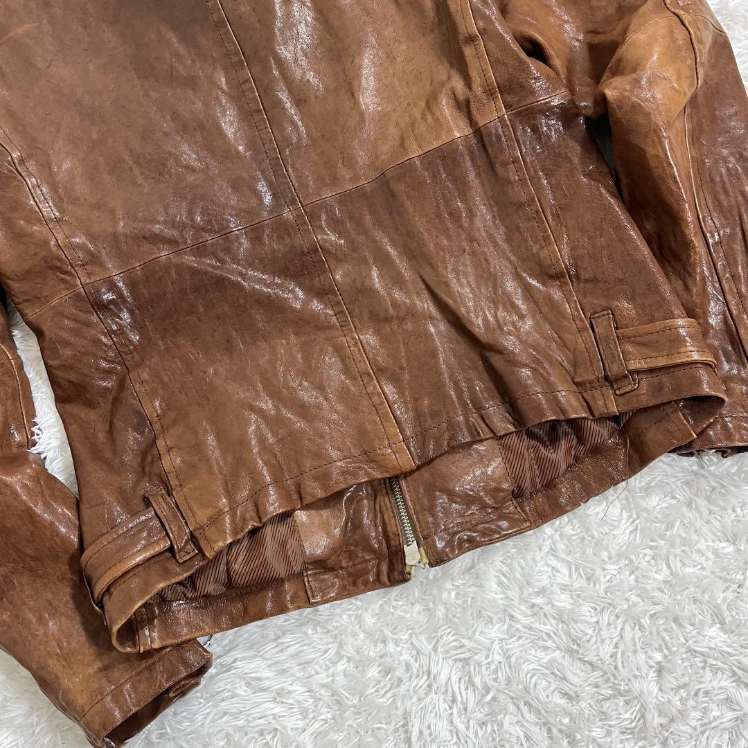 トルネードマート レザーシングルライダースジャケット y2kブラウン M
