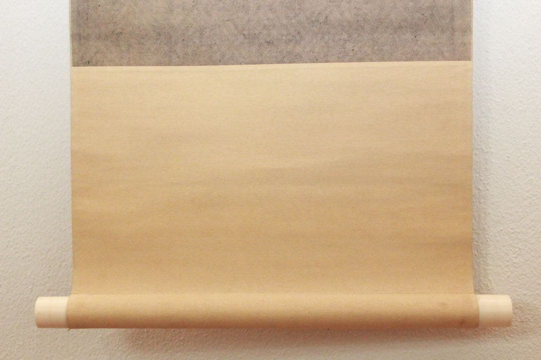 No5181 掛軸　浄三葉ノ真言　紺紙金字　紙本　古書　仏教美術　書画　送料無料